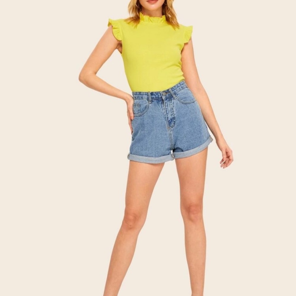 SHEIN high rise denim shorts
